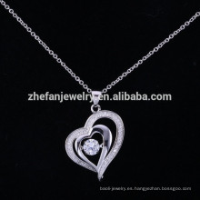 ZheFan último diseño colgante corazón agitando collar cristal colgante de plata